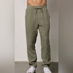VELVET BY GRAHAM‎ & SPENCER Vann 100% Linen Green Pants Size S